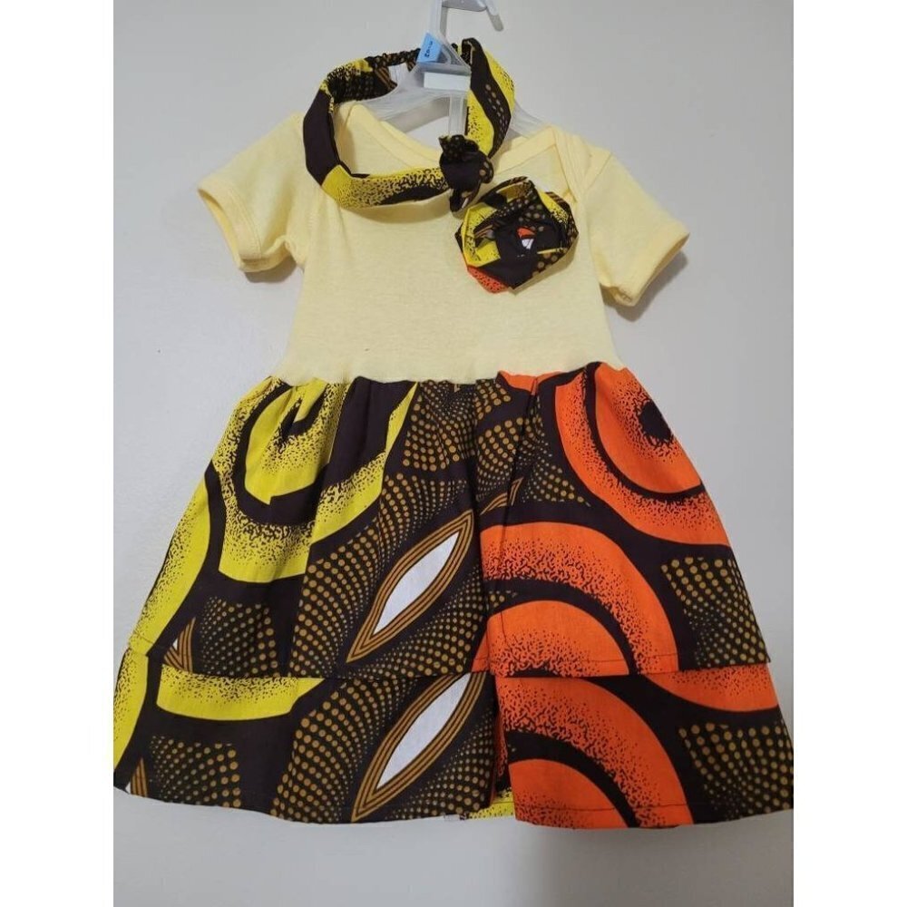 African print baby girl onesie dress for 12months old